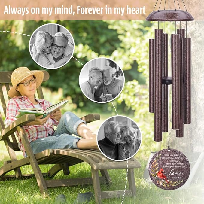 Personalized Sympathy Wind Chimes, Memorial Wind Chimes in Memory of a Loved One Gifts,Gifts for Who Loss of Dad,Friends, Sympathy Gift Baskets Home Decor Outdoor Garden Patio, Product in USA