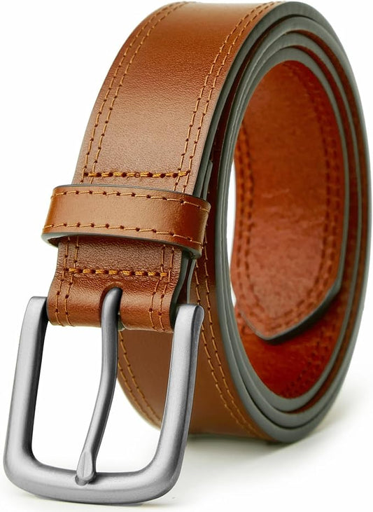 VATAN Men's Genuine Leather Casual Every Day Jeans Belts, Handmade Men Leather Belt with Gift Box