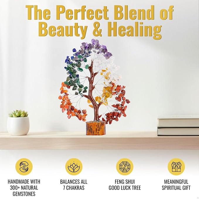 7 Chakra Healing Crystal Tree of Life Kit, Spiritual Decor for Home and Office, Feng Shui Money Bonsai Tree, Positive Energy for Women, Mom, Sister and House Warming Decoration