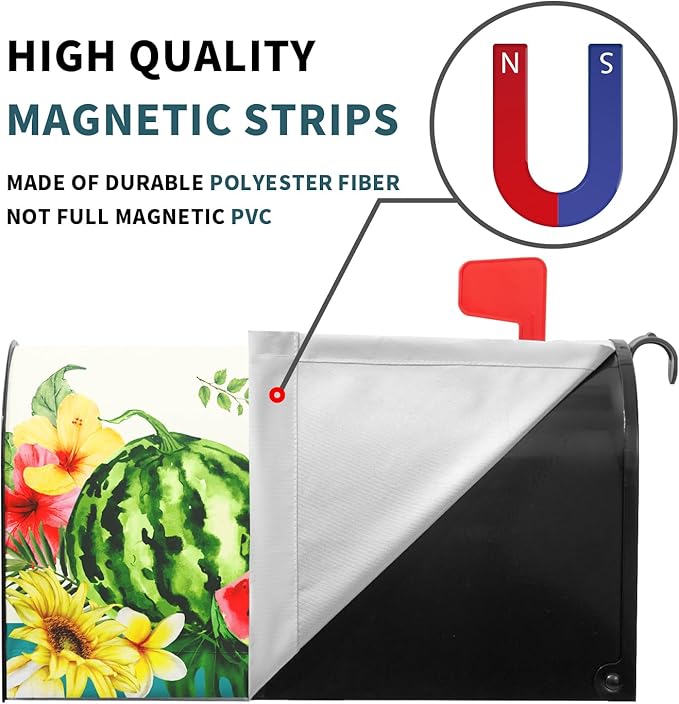 Summer Magnetic Flower Mailbox Covers - Standard Size 18" X 21" Tropical Plant Wraps for Outside Garden Yard Farmhouse Home Outdoor Decoration