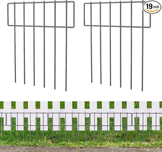 19 Pack Animal Barrier Fence, 17 in(H) X 20.8 Ft(L) Decorative Garden Fencing, Rustproof Metal Wire Garden Fence Border, Dog Rabbits Fence No Dig for Outdoor.
