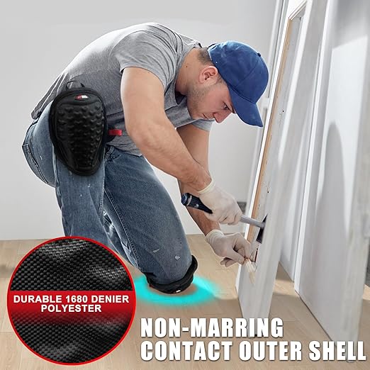 Work Knee Pads for Men Construction,Gel Roofing and Flooring Knee Pads for Women with Soft Foam Padding for All Day Comfort, Gardening Kneepads for Work with Anti-Slip 1680D Fabric Cap, Black
