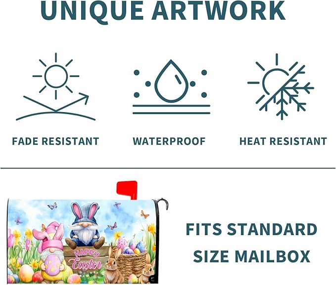 Easter Magnetic Mailbox Cover Rabbit Eggs Mailbox Cover Magnetic Standard Size 18 X 21 Inch Spring Butterfly Floral Mailbox Post Cover Mailbox Wraps Mailbox Decor for Home Garden Outdoor Yard