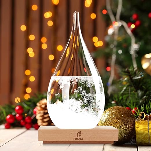 Storm Glass Weather Predictor, Christmas Gifts Drop-Shaped Weather Forecast Bottle, Unique Fashion Home Decor Weather Cool Gifts for Men Women