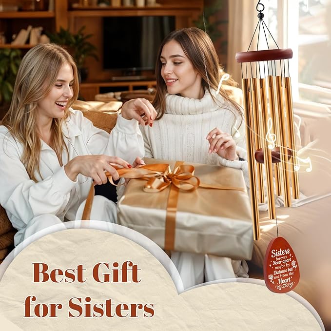 Sister Gifts for Christmas, Sister Birthday Gifts for Wind Chimes, Bestie Gift for Women Friend BFF, Thoughtful Sisters Gift from Sisters Brother Friend, 25"