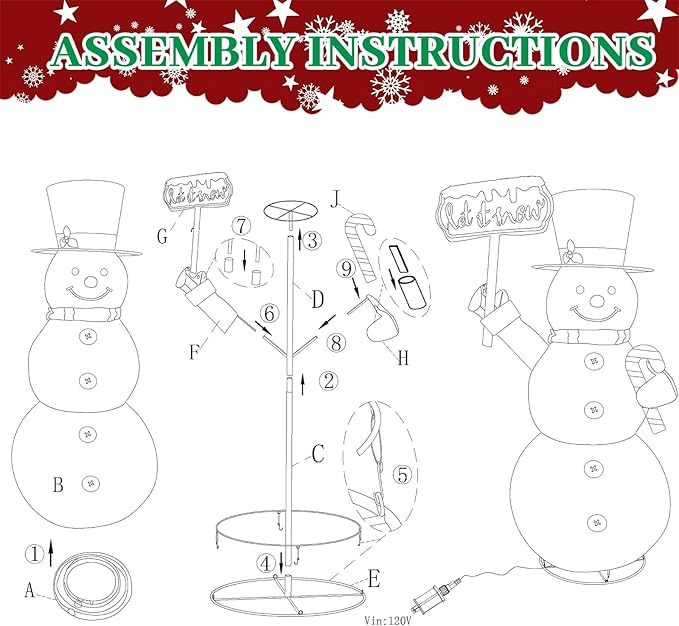 Christmas Snowman Outdoor Decoration, 5.2FT Warm White Snowman Lighted Christmas Candy Cane Sign, Light Up Indoor/Outdoor Decoration for Xmas Holiday Yard, Garden, Lawns, Porch
