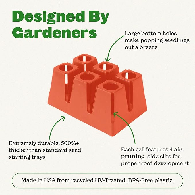 Epic Gardening Reusable Seed Starter Tray - 6 Cell/120 Seedling Starter Trays - Easy Watering, Indoor Greenhouse, Plant Starter, Gardener-Friendly for Seedlings | UV-Treated & BPA-Free - Terracotta