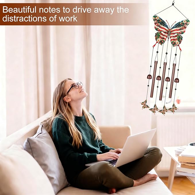 Metal Colorful Butterfly Wind Chimes for Outside to Create a Zen Atmosphere Suitable for Outdoor Garden Patio Home Decor,Melodious Melodic Tones Suitable as A Birthday for Women Mom