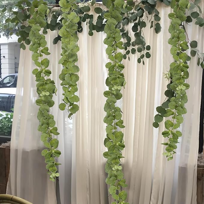 Fake Hanging Plants Vines Artificial Hanging Geranium Leaves for Outdoors Silk Ivy Garland Hanging Aesthetic Plants Greenery Green Leaves for Wedding Bedroom Garden Party Wall Decoration