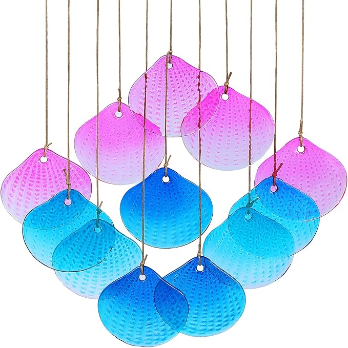 Glass Shell Wind Chimes for Outdoor Decor -Durable Windchimes for Garden, Porch, and Outside Spaces, Unique Handmade Outdoor Wind Chimes, Yard Decorations