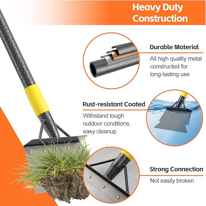 Ice Scraper Long Handle - Snow Removal Tool,Multifunctional Garden Cleaning Flat Shovel, Heavy Duty Floor Scraper Metal Sharp Blade for Lawn Edging,Sidewalk Weeding,Driveway Steps Snow Shovel 72"