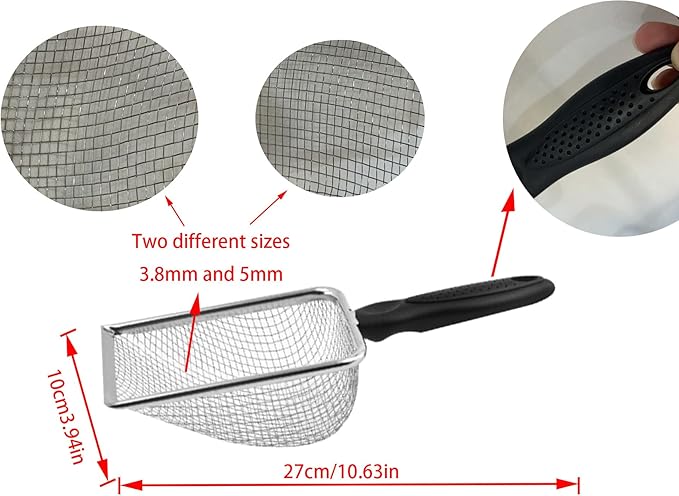 Soil Sifter for Gardening (2-Pack) – 3.8mm and 5mm Mesh,Garden Sand Soil Compost Sifter with Handle,Sand Sifter Tool,Rock Sifter for Yard,Handheld Rake Sifter