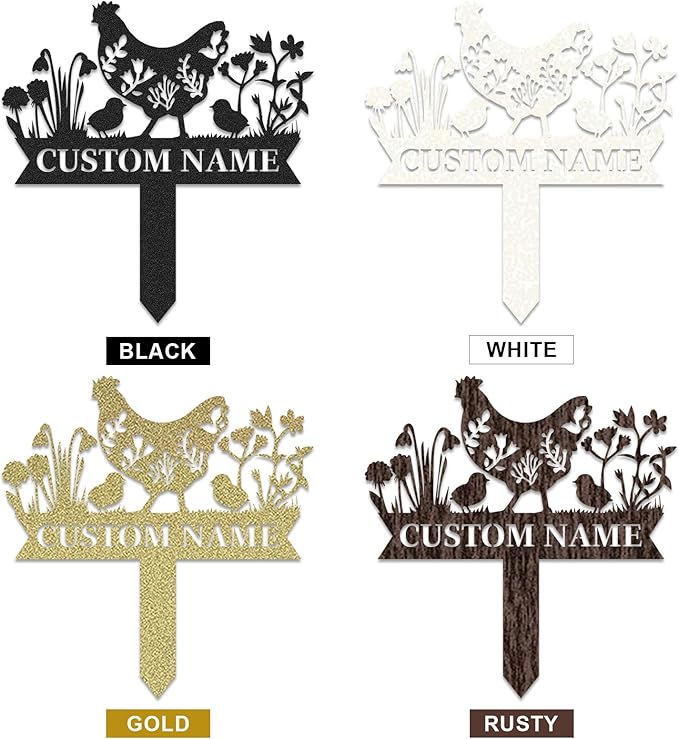 Personalized Metal Chicken Coop Sign, Custom Name Chicken Coop Signs for Outside, Decorative Garden Stakes, Metal Yard Art, Backyard Farmhouse Decor, Chicken Gifts for Women Man Color11