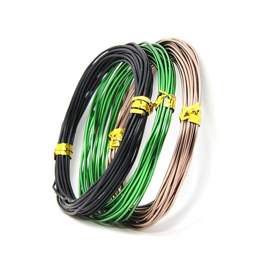 9 Rolls Bonsai Wires, Anodized Aluminum Bonsai Training Wire with 3 Colors (Black, Brown, Green) and 3 Sizes (1.0 mm, 1.5 mm, 2.0 mm), Total 147 Feet