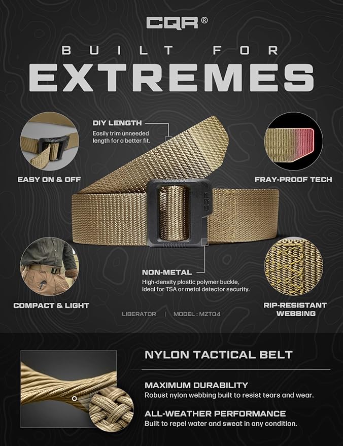 CQR Tactical Belt, Military Style Heavy Duty Belt, Webbing EDC Quick-Release Buckle