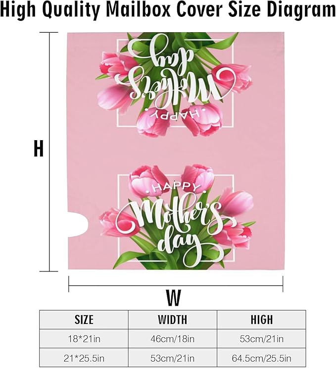 Mothers Day Mailbox Cover, Pink Tulip Outdoor Mail Cover Letter Post Box, Standard Size 21 x 18 in Flower Magnetic Mailbox Case for Home Garden Yard Decor