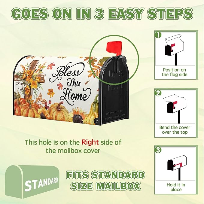 Bless This Home Mailbox Covers Magnetic Thanksgiving Pumpkin Mail Box Cover Fall Autumn Mailbox Wraps Magnetic Standard Size 21x18 inch for Outside Garden Yard