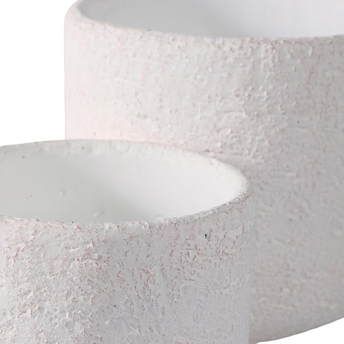 Decorative Ceramic Flower Pots for Home Decor – Planters with Textured Finish for Indoor and Outdoor Plants – Modern Pedestal Plant Pots for Garden, Patio, or Room Decor; Set of 2 – 8", 6" White