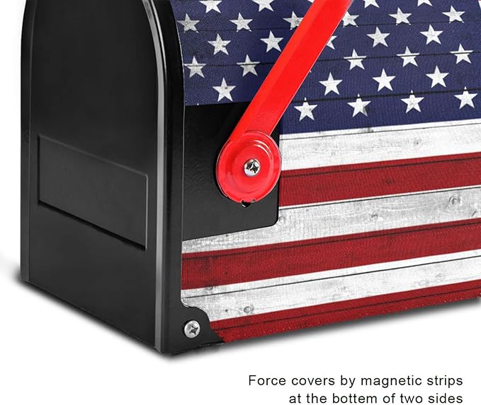 American Flag Wooden Mailbox Cover Magnetic Mailboxes Wraps Letter Post Box Cover Decorative Standard Size 18x21 in Garden Yard Decor