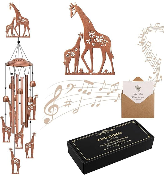 YHmall Giraffe Wind Chimes for Outside, 35" Giraffe Gifts for Women Mom Men Metal Windchimes Outdoors Hanging Lights for Yard Patio Garden Decor