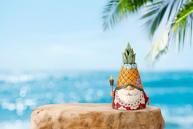 Enesco Jim Shore Heartwood Creek Coastal Tropical Pineapple Gnome Figurine- Stone Resin Hand Painted Crafted Collectible Gnomes Figurines Home Decor Statue, 5.5 Inch