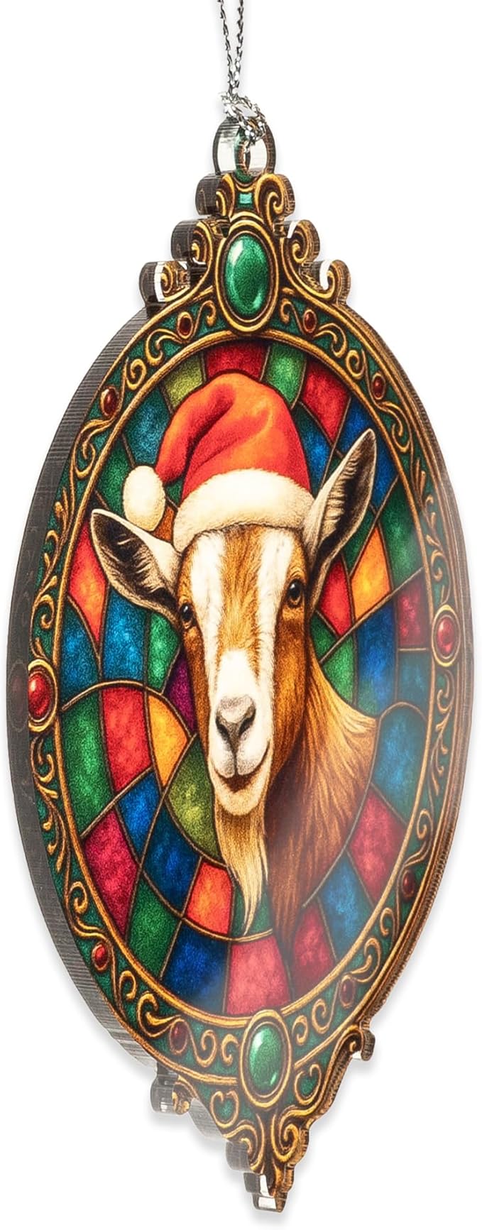 Goat Ornament – Farm Animal Christmas Decor – Funny Holiday Goat Gift – Rustic Farmhouse Ornament – Suncatcher Effect Window – White Elephant Gifts - Xmas Tree Funny Decoration