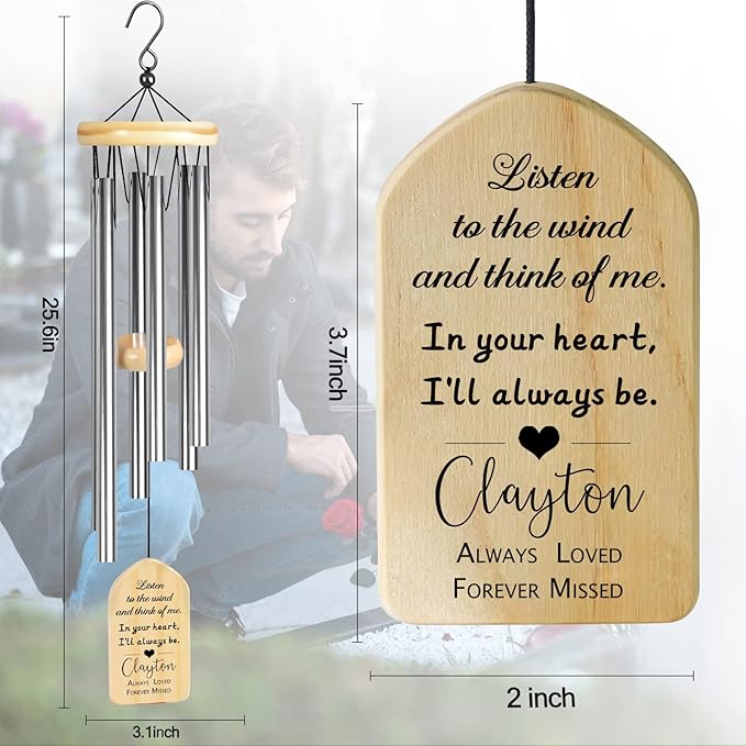 Sympathy Wind Chimes - Memorial Chimes for Loss of Loved One - Condolence & Remembrance Gifts for Dad & Mom
