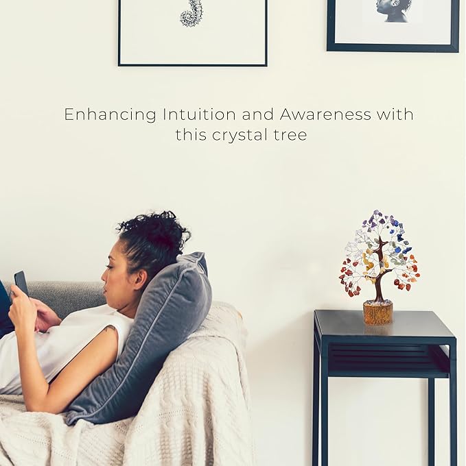 PYOR 7 Chakra Tree of Life Crystal Tree, Healing Crystals, Office Desk Accessories for Women, House Warming Gifts New Home, Crystals and Healing Stones, Office Decor, Crystal Gifts for Women