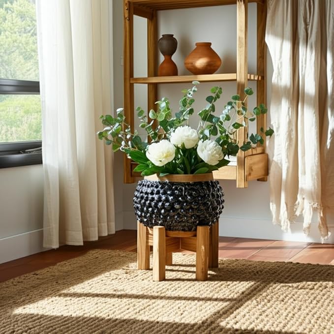 Flower Pots and Planters for Home Decor – Textured Pot for Indoor and Outdoor Display – Unique Design That Enhances House, Garden, and Patio Decor – Bring Style to Every Space – 7" Black & Brown