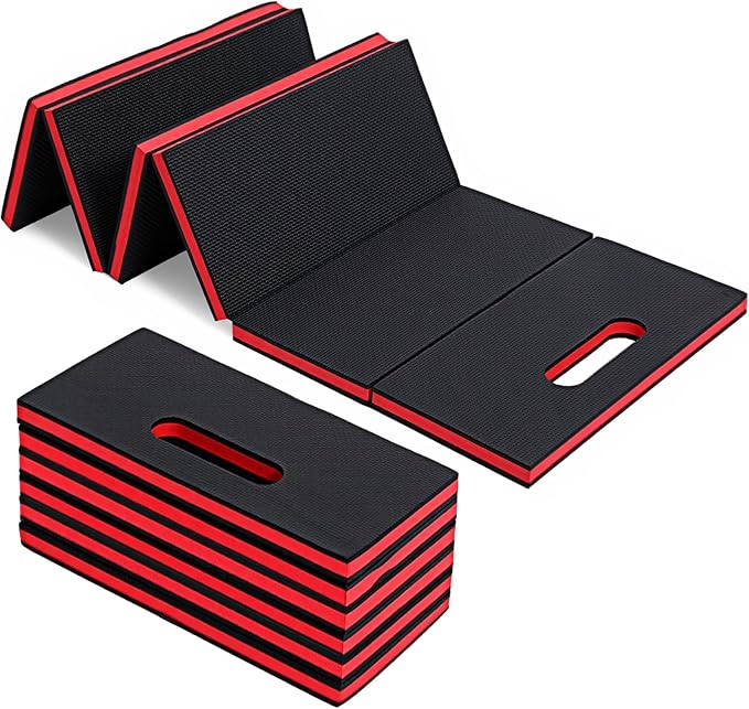 1" Foldable Thick Kneeling Pad, 5 Fold Comfortable EVA Foam Knee Pads, Waterproof Mechanic Kneeling Pad with Handle, High-Density Cushion Mat for Gardening, Workout, Exercise, Mechanic