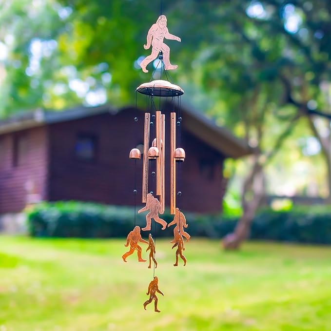 Bigfoot Wind Chimes Outdoor Big Foot Sasquatch Gifts for Men Women Mom Dad Birthday Unique Gardening Gifts Metal WindChimes for Outside/Indoors, Lawn, Patio, Home, Yard Decor, Garden Decorations