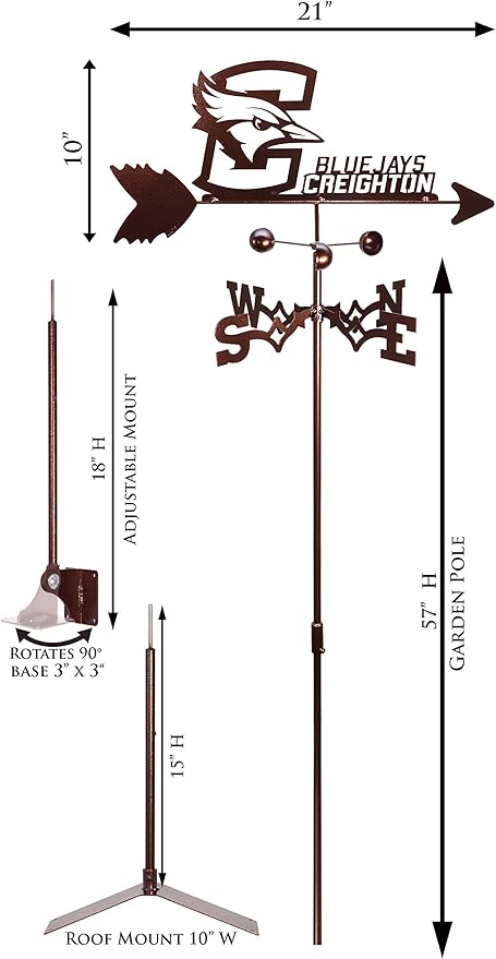 SWEN Products Creighton Bluejays Weathervane (Garden Stake Included)