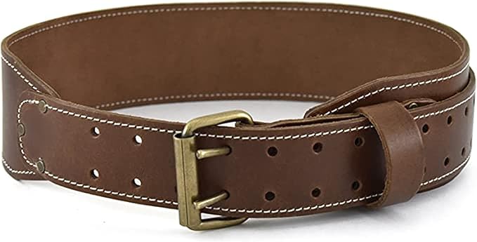 Style n Craft - 3" Wide Tapered Full-Grain Leather Work Belt, Durable and Rugged Belt, Dark Tan (98437)