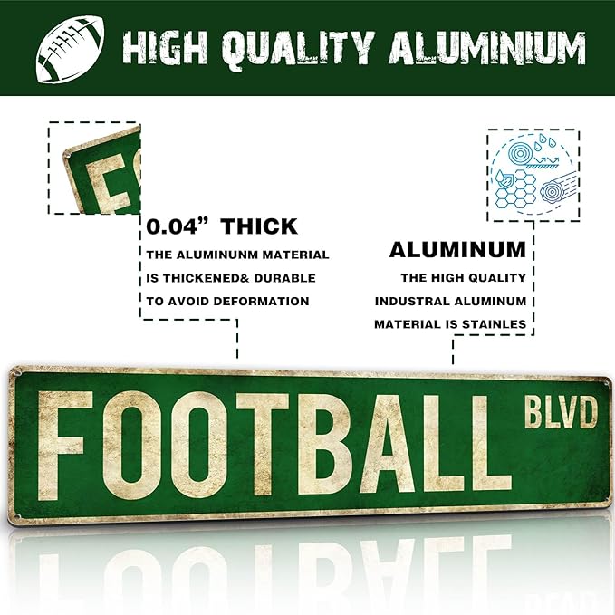Football Gifts for Boys 8-12 Accessories Football Stuff Wall Decor for Boys Room Football Room Gear Teen Boys Birthday Christmas Vintage Wall Sign