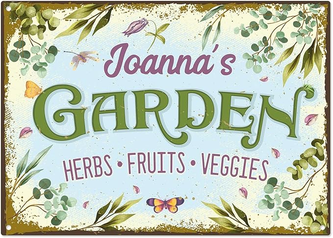 Custom Garden Sign, Christmas Present, Personalized Name for Vegetable Patch and Backyard Décor Sign, 10x14 Inches, Rust Free .040 Aluminum, Fade Resistant, Made in USA by Sigo Signs