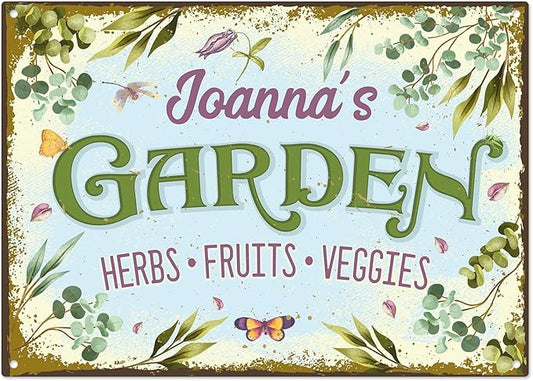 Custom Garden Sign, Christmas Present, Personalized Name for Vegetable Patch and Backyard Décor Sign, 10x14 Inches, Rust Free .040 Aluminum, Fade Resistant, Made in USA by Sigo Signs