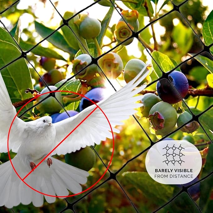 Bird-X Standard Bird Netting, Ideal for Gardens and Lightweight Applications, UV-Stabilized Mesh Netting with 3/4" Hole Opening, Easy to Install, 200' x 14'