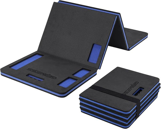 1.1" Extra Thick Foldable Kneeling Pad Mechanic Mat with Handle & Belt & Tool Compartments, Soft Foam Knee Cushion for Gardening, Garage Work, Workshop Repairing, Yardwork (47.2" x 15.7")
