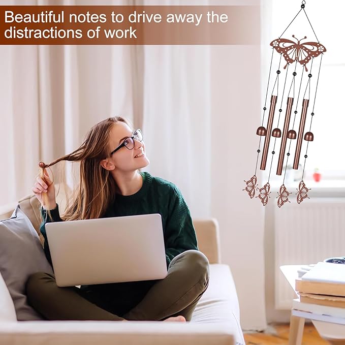 Metals Butterfly Wind Chimes for Outside to Create a Zen Atmosphere Suitable for Outdoor Garden Patio Home Decor,Melodious Melodic Tones Wind Chimes Suitable as A Birthday Gift for Women Mom