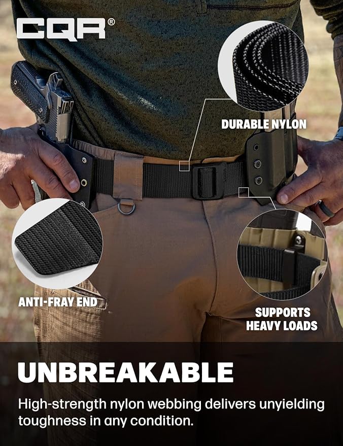 CQR Tactical Belt, Military Style Heavy Duty Belt, Webbing EDC Quick-Release Buckle