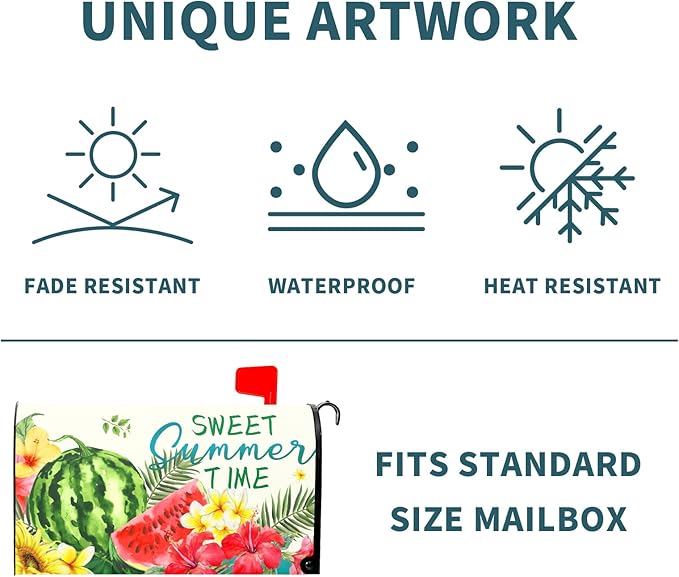 Summer Magnetic Flower Mailbox Covers - Standard Size 18" X 21" Tropical Plant Wraps for Outside Garden Yard Farmhouse Home Outdoor Decoration