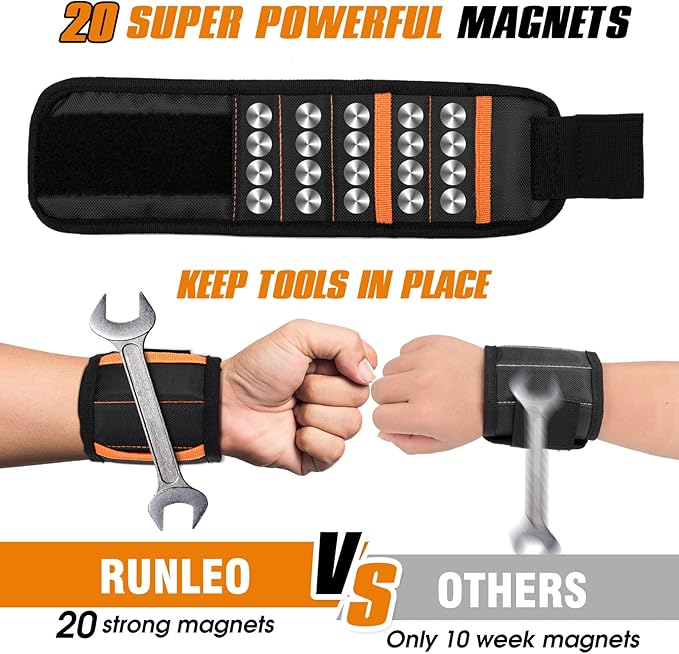 Magnetic Wristband - Cool Gadgets Tool belt with 20 Strong Magnets to Hold Screws, Gifts for Dad from Daughter Son - Birthday Gift Christmas Stocking Stuffers for Men Women Him Husband Handyman
