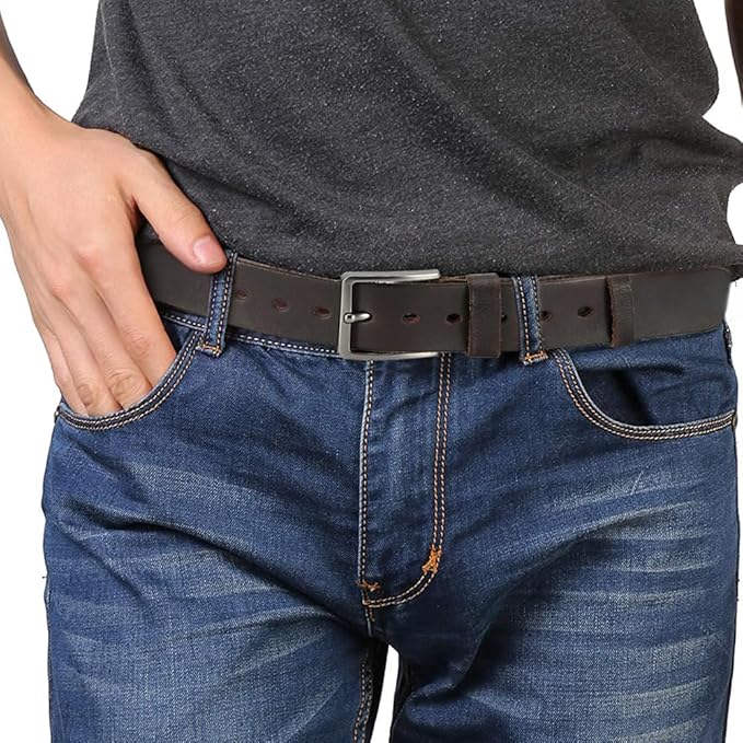 DOOPAI Men's Genuine Leather Casual Belt -Full Grain Leather Belt for Men- 1.5" Handmade Jeans Belt with Gift Box