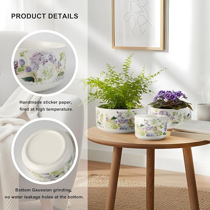 Ceramic Planters Set of 3 – 5.9/4.9/ 3.9 in White Cylinder Indoor Plant Pots , Plant Pots Indoor for Olive Tree，Matte Glazed Stoneware Flower Pots for Succulent Herb Cactus (3, Ceramic White)
