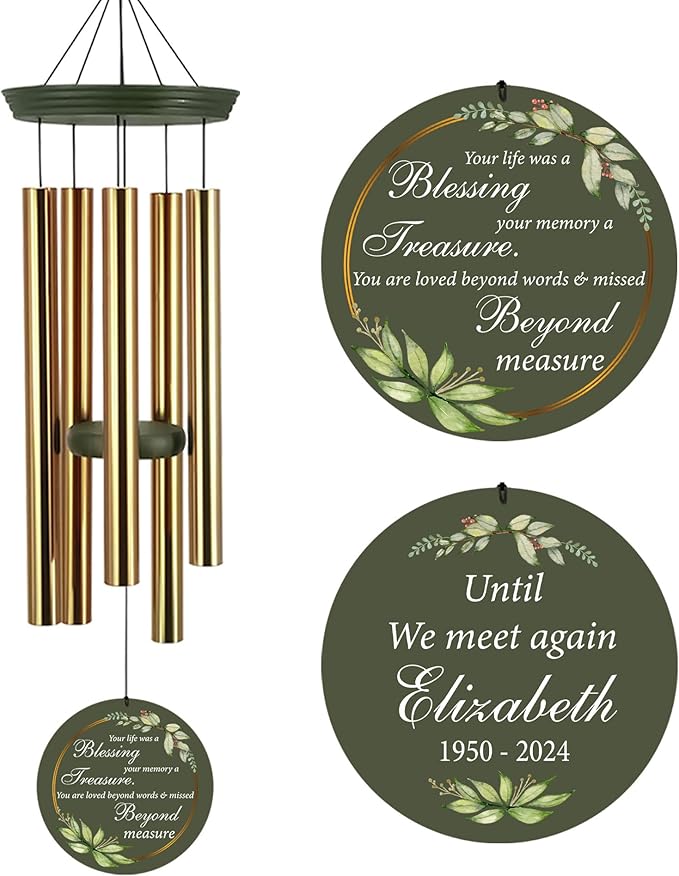 ASTARIN Memorial 36" Wind Chimes, Personalized Name Sympathy Wind Chime, in Memory of Loss Mom Loved One, Deep Tone Bereavement Windchimes for Outdoors Outside Clearance(Produced in USA)