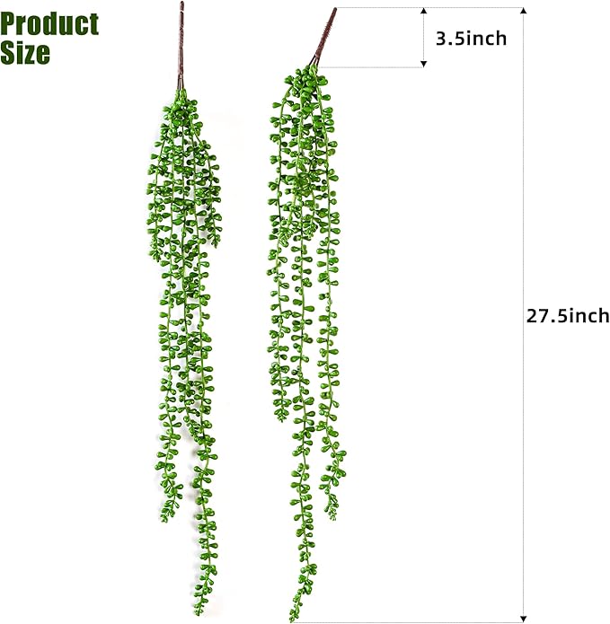 3PCS Artificial Succulents Hanging Plants,27.5 Inch Fake String of Pearls Greenery Plants 5 Branches for Fall Home Garden Office Party Balcony Wall Indoor Outdoor Autumn Decoration