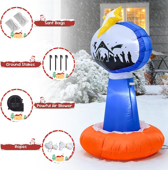 TRMESIA 4 FT Inflatable Christmas Yard Sign Decorations, LED Lighted Indoor Outdoor Xmas Blow up Decor,Christmas Garden Yard Lawn Decoration Enhance Winter Festivities