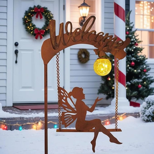 HONGLAND Solar Garden Lights Outdoor Decor, Solar Fairy Lights Outdoor Moon Decor, Housewarming Ornaments for Patio, Lawn, Yard, Pathway - Unique Gardening Gifts for Women Mom Grandma