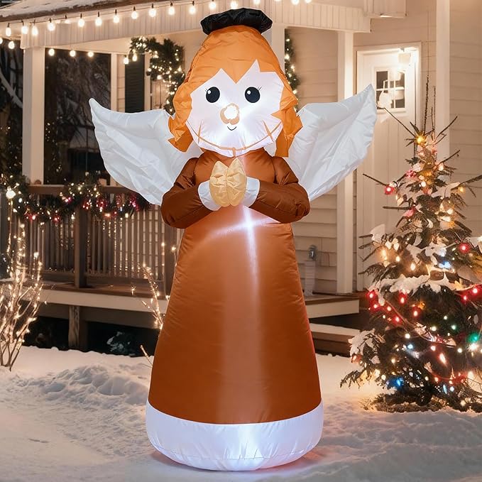 TRMESIA 4FT Inflatable Christmas Angel Indoor Outdoor Decoration with Bright LED，Holiday Yard Decor or Home School Church Garden Lawn Xmas Blow up Decor
