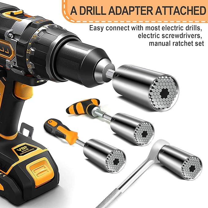 Stocking Stuffers for Men Super Universal Socket Tools Gifts for Men, Grip Set with Power Drill Adapter Cool Stuff Gadgets Present Ideas Gifts for Dad Husband Him Adults Mens Gifts Christmas for Women